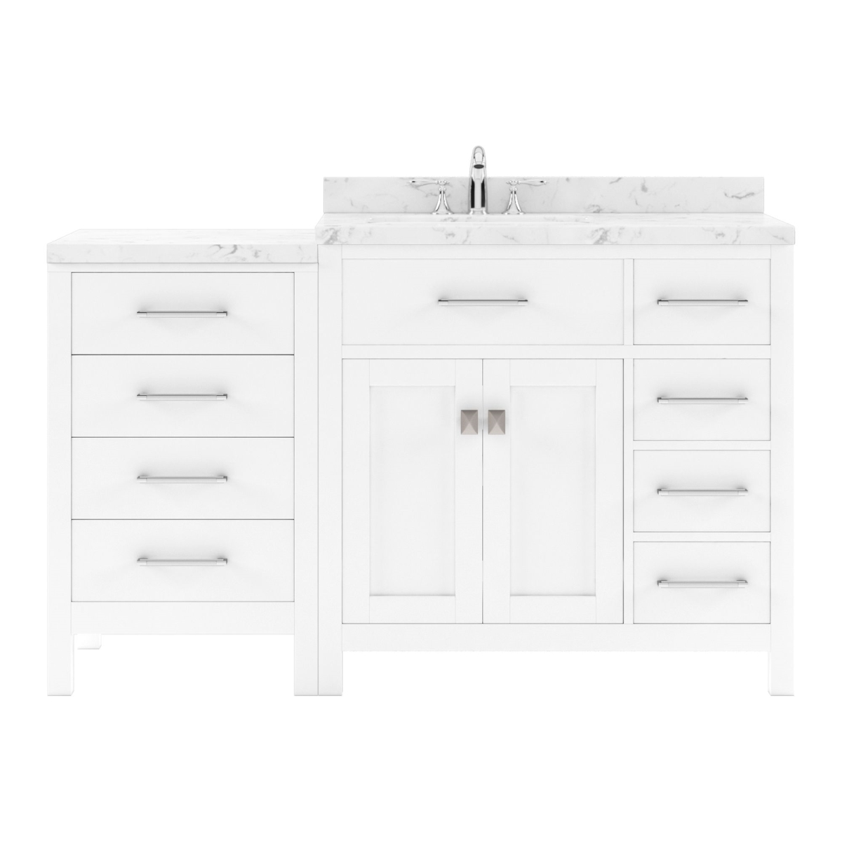 MS-2157R-CMRO-WH-NM 57 in. Caroline Parkway Single Bath Vanity in White with Cultured Marble Quartz Top & Round Sink -  Modern Fittings