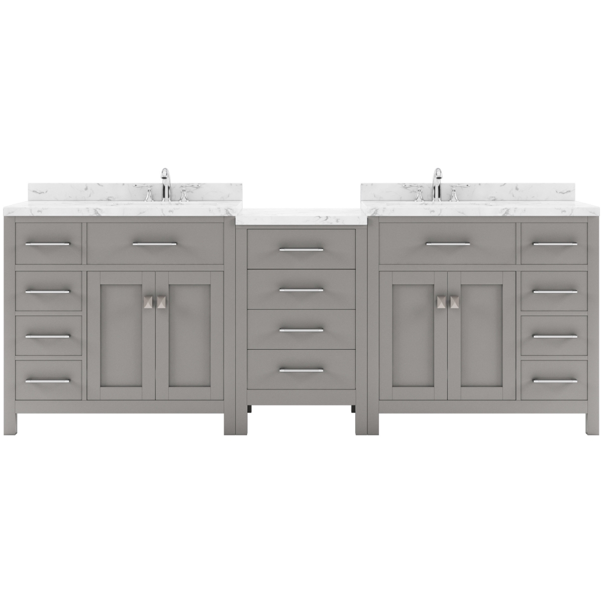 MD-2193-CMSQ-GR-NM 93 in. Caroline Parkway Double Bath Vanity with Cultured Marble Quartz Top & Square Sinks, Gray -  Modern Fittings