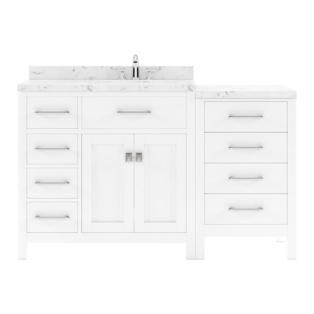 MS-2157L-CMSQ-WH-NM 57 in. Caroline Parkway Single Bath Vanity in White with Cultured Marble Quartz Top & Square Sink -  Modern Fittings