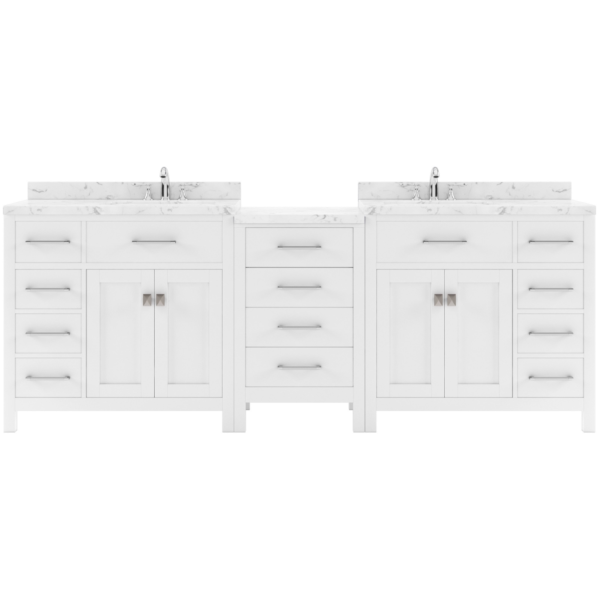 MD-2193-CMSQ-WH-NM 93 in. Caroline Parkway Double Bath Vanity with Cultured Marble Quartz Top & Square Sinks, White -  Modern Fittings