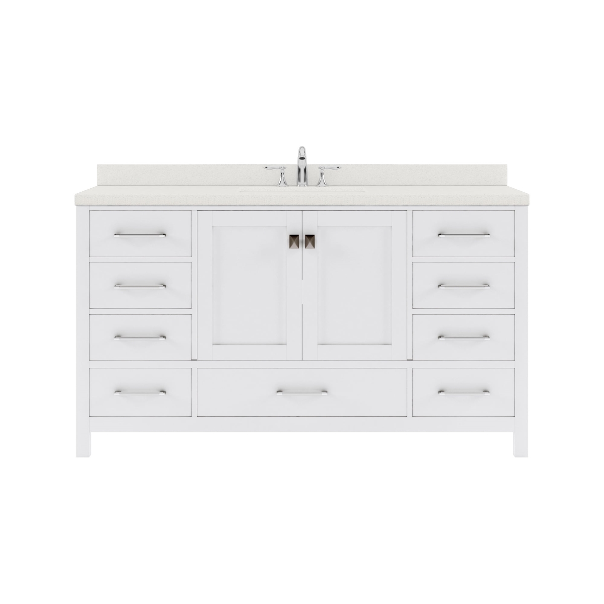 GS-50060-DWQRO-WH-NM 60 in. Caroline Avenue White Single Bath Vanity with White Quartz Top & Round Sink -  VHG Pacific