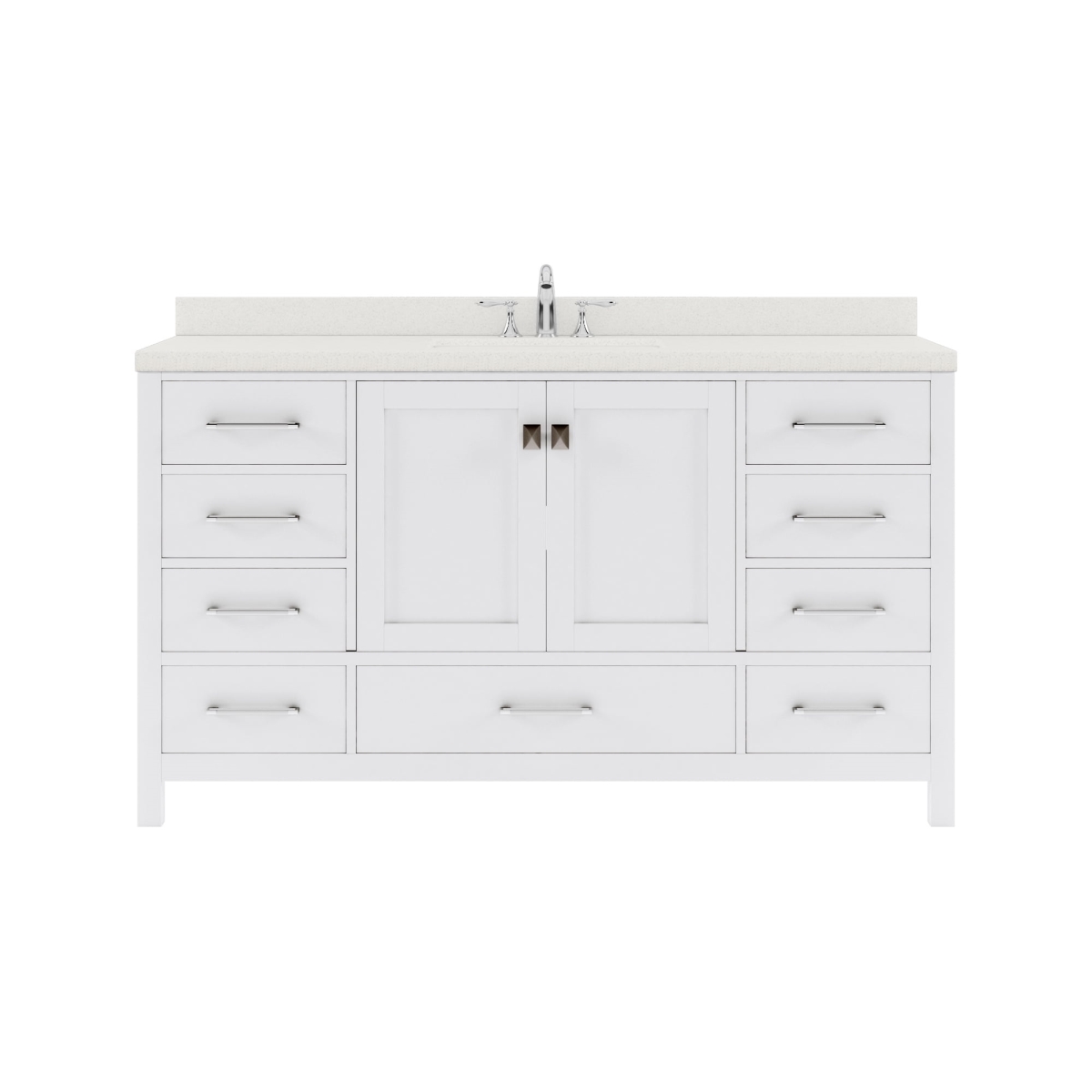 GS-50060-DWQSQ-WH-NM 60 in. Caroline Avenue White Single Bath Vanity with White Quartz Top & Square Sink -  VHG Pacific