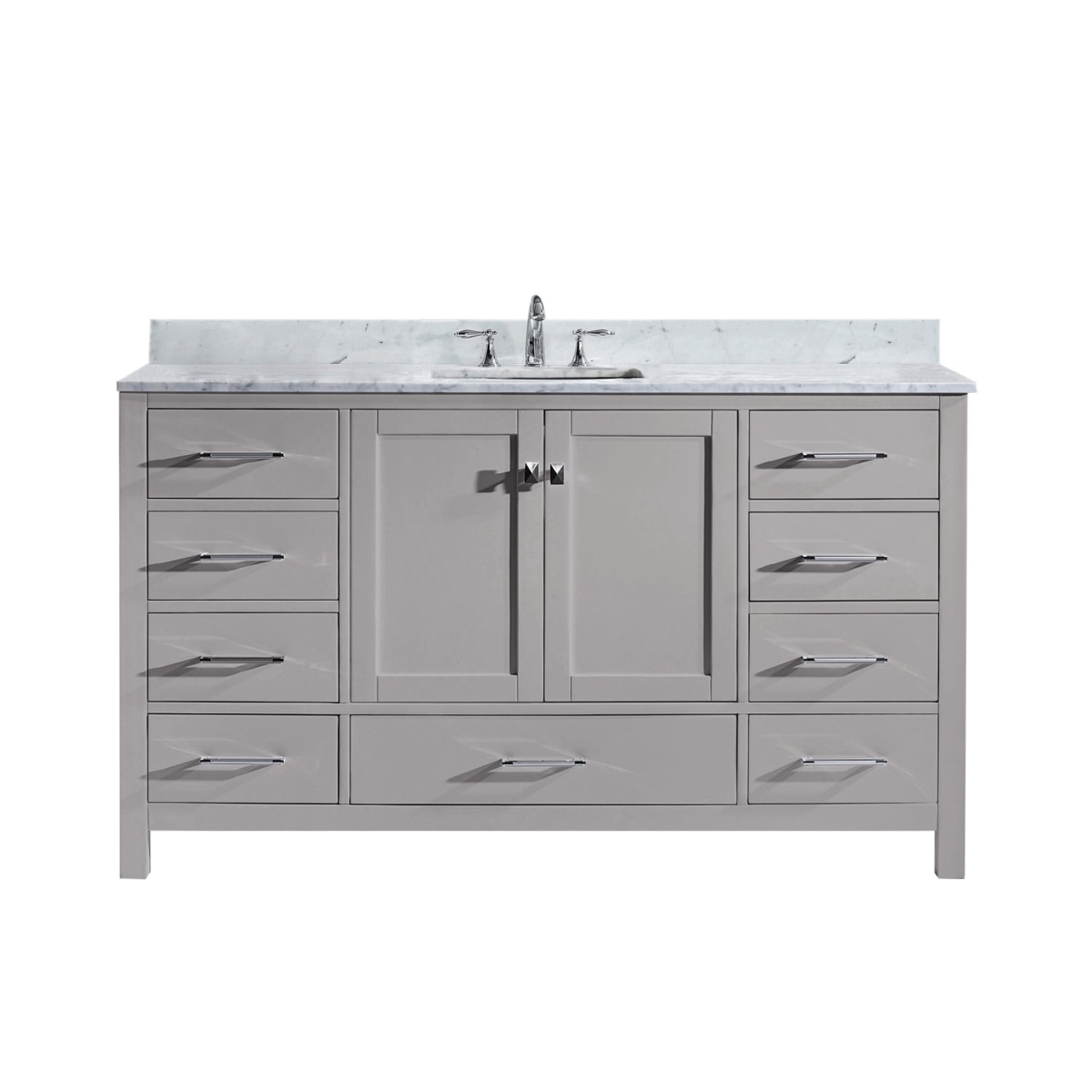 GS-50060-WMSQ-GR-NM 60 in. Caroline Avenue Gray Single Bath Vanity with White Marble Top & Square Sink -  VHG Pacific