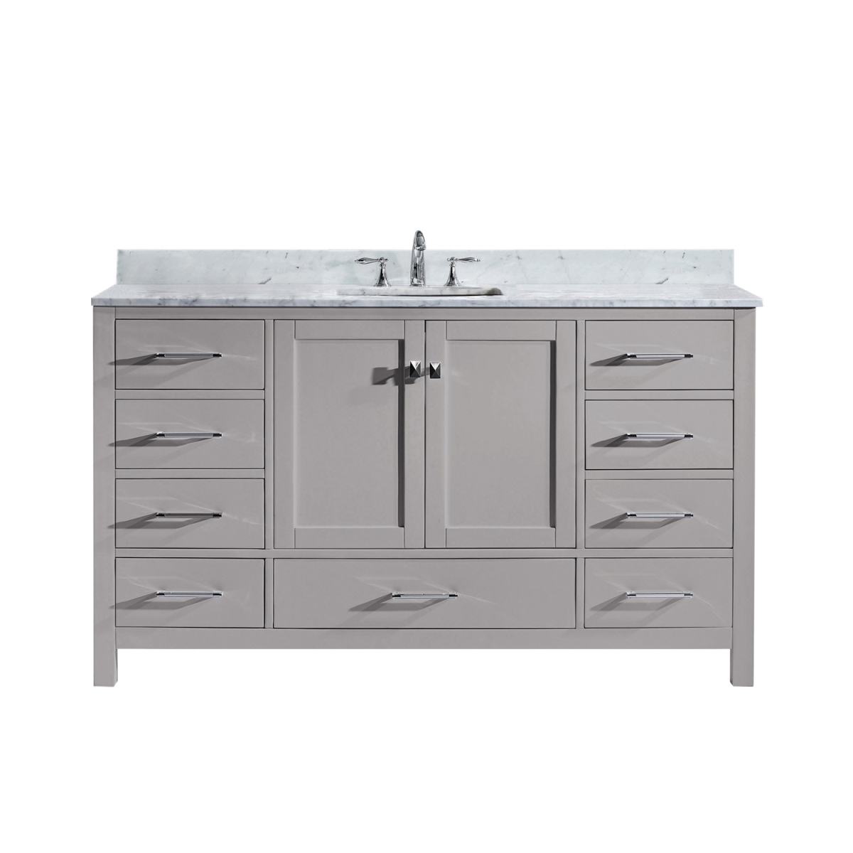 Picture of VHG Pacific GS-50060-WMSQ-WH-NM 60 in. Caroline Avenue White Single Bath Vanity with White Marble Top & Square Sink