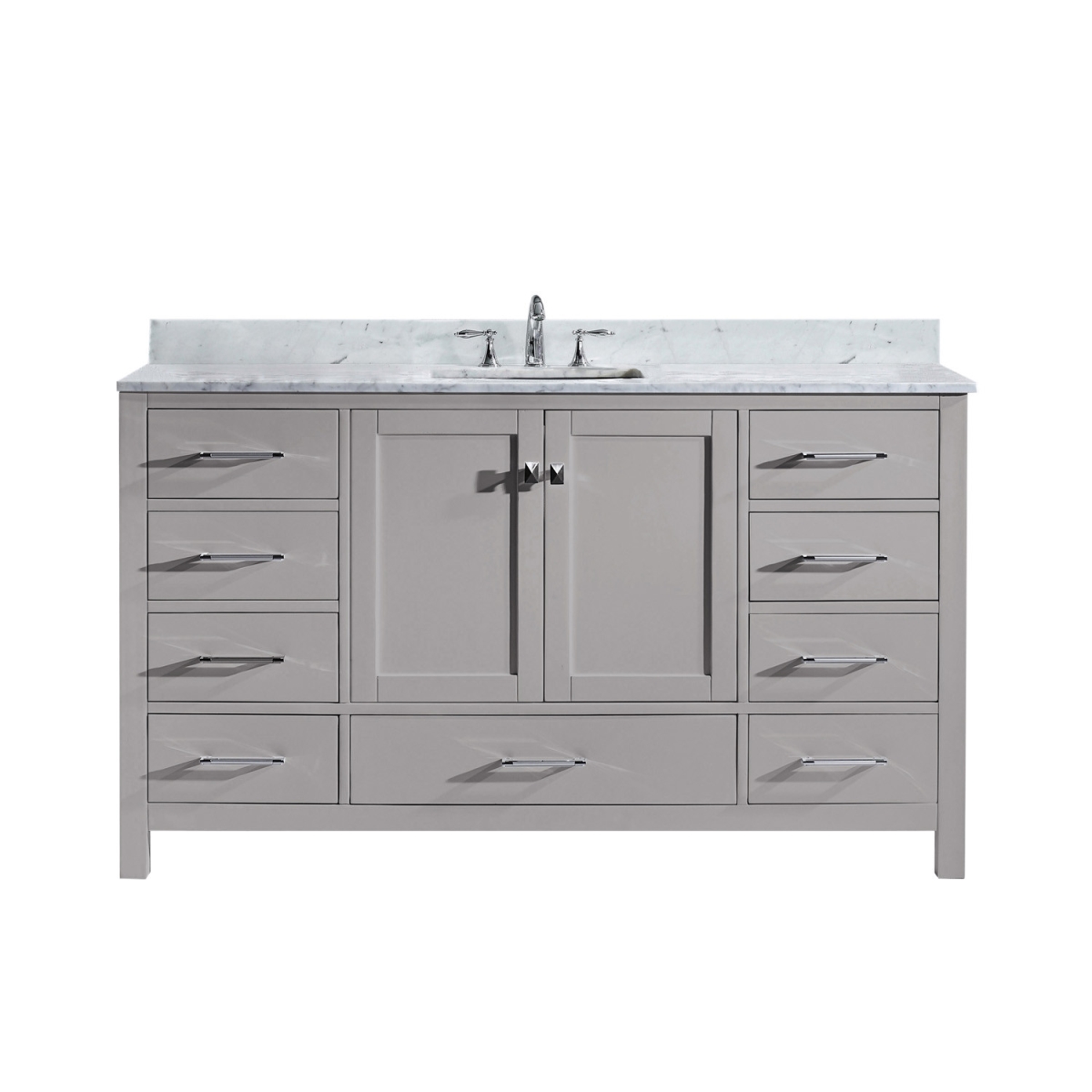 GS-50060-WMSQ-WH-NM 60 in. Caroline Avenue White Single Bath Vanity with White Marble Top & Square Sink -  Virtu USA