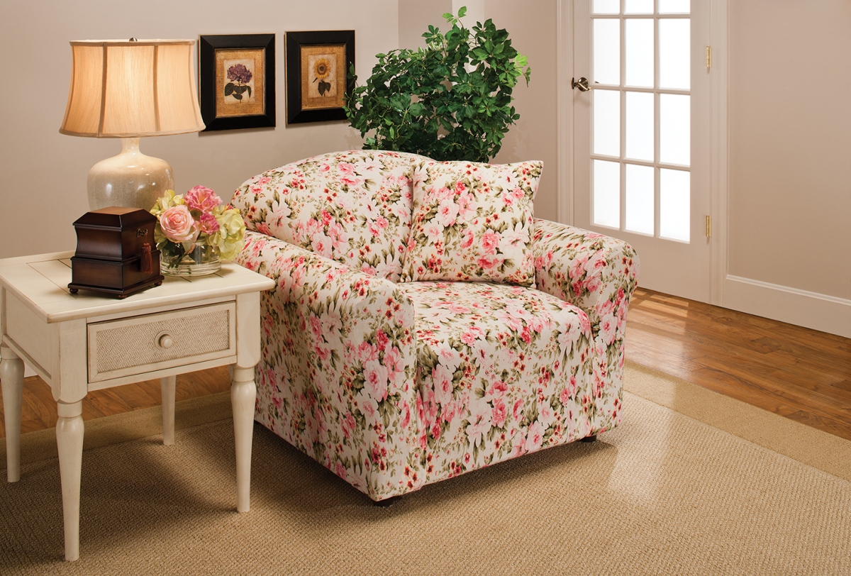 Picture of Madison JER-CHAIR-FL Stretch Jersey Chair Slipcover, Pink Floral