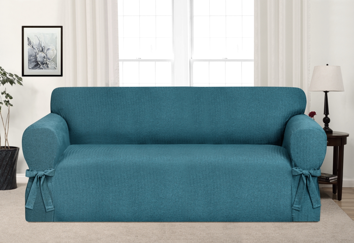 Madison EVENING-SO-TL Kathy Ireland Evening Flannel Sofa Slipcover, Teal -  Madison Industries