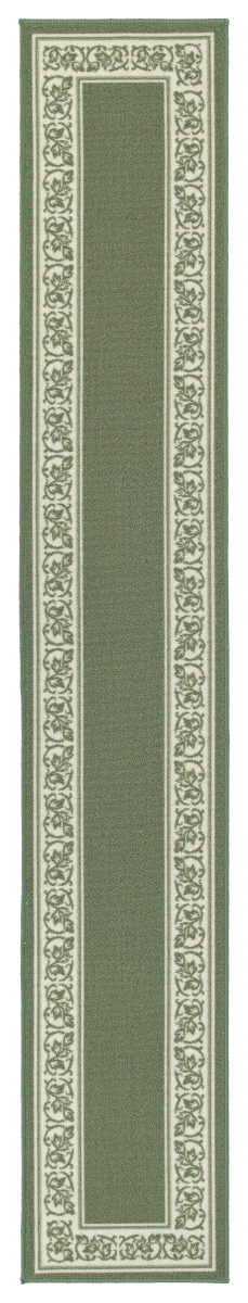 Picture of Madison Industries FLO-20X120-GN 20 x 120 in. Floral Border Extra Long Rectangle Runner Rug - Green