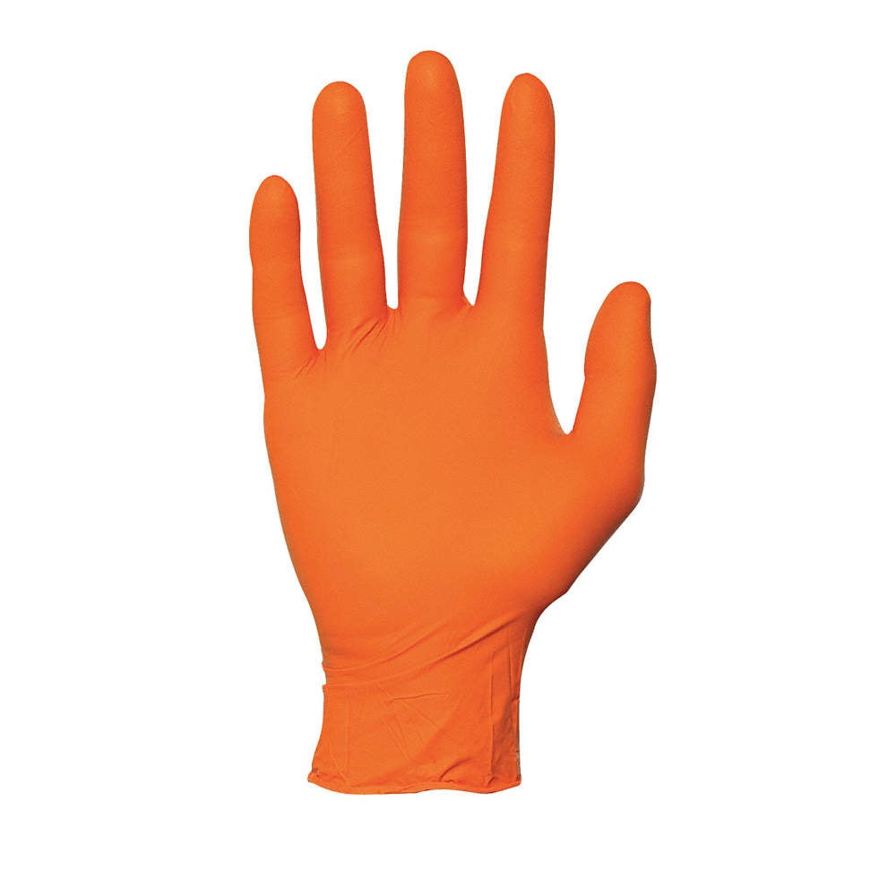 10.5 in. Large Powder Free Unlined Nitrile Disposable Gloves, Orange