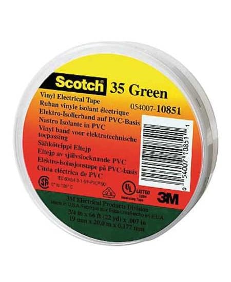 10851 Vinyl Electrical Tape, Green - 0.75 x 66 ft.