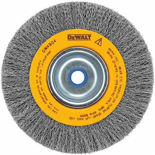 DW4904 6 in. Crimped Bench Wire Wheel, 0.62 - 0.5 in. Arbor
