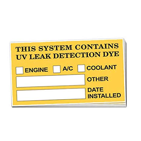 ME53315 Label for Uv Leak with Detection Dye Kit - 25 per Pack