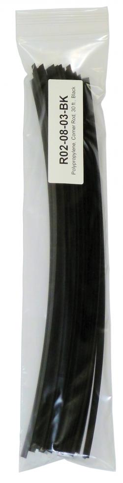 URR02-08-03-BK 30 ft. Urethane Supply Polypropylene Corner Rod, Black - 0.25 in. x 0.25 in.