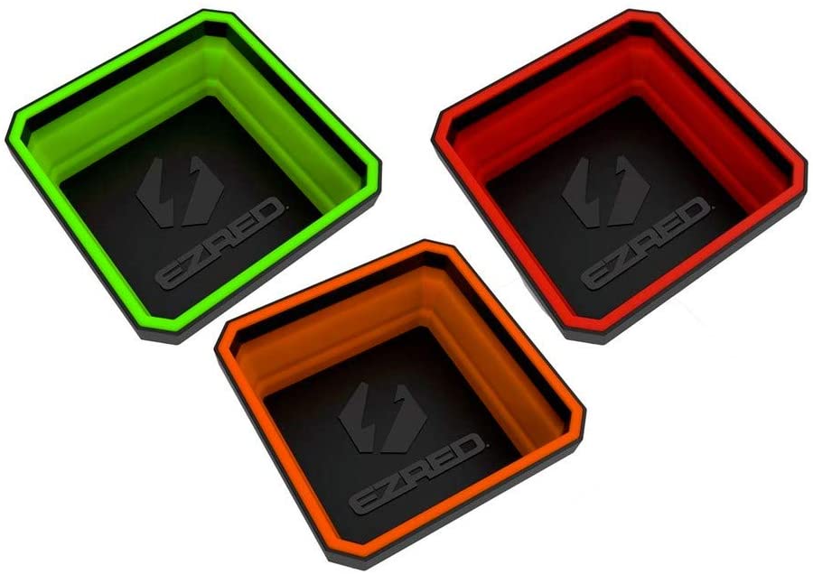 Picture of E-Z Red EZTRAY-CLR Magnetic Parts Tray&#44; Red&#44; Orange & Green - Set of 3