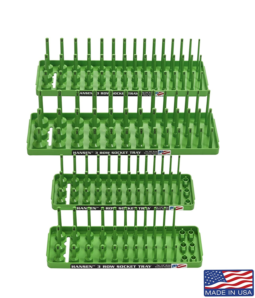 HA92004 Socket Holders, 3 Row - Pack of 4 - Green