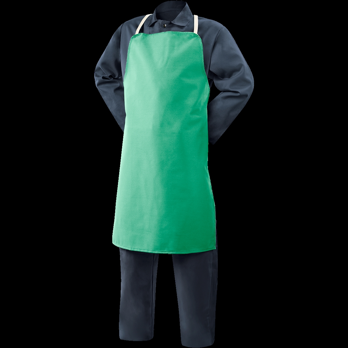 SB10325 9 oz & 36 in. Fire Retardant Green Cotton Bib Apron