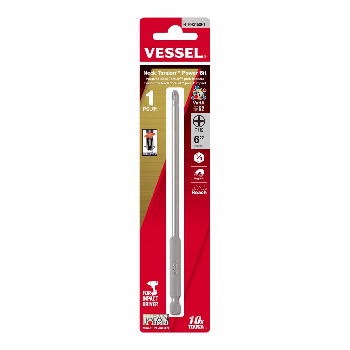 Picture of Vessel Tools USA VESNTPH2150P1 6 in. Screwdriver Bit