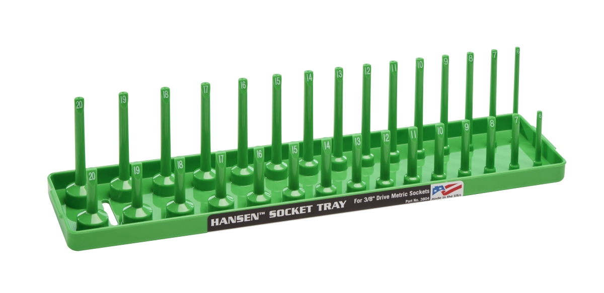 HA3804 0.375 in. Drive Metric Regular & Deep Socket Holder, Green