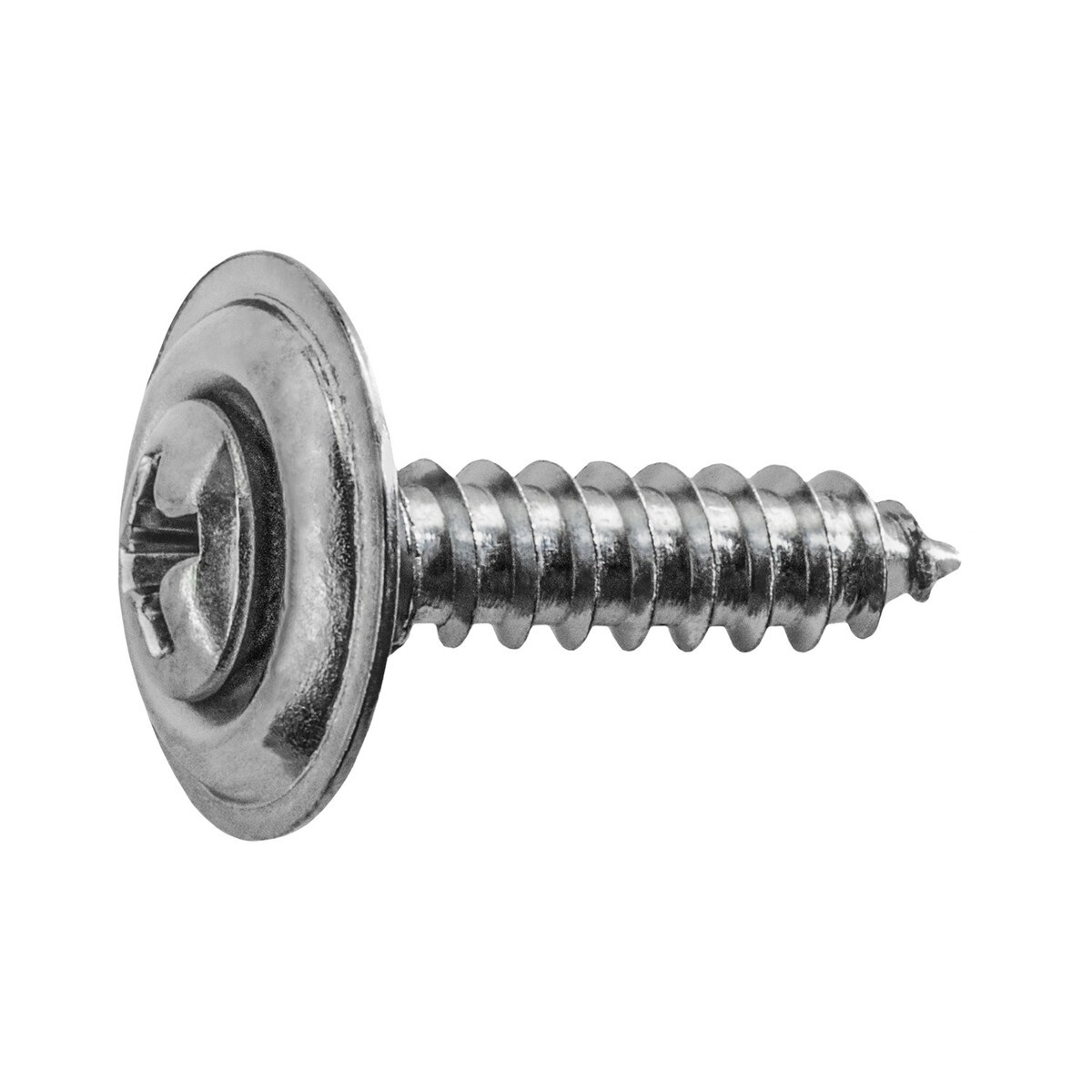 8 x 3/4in Phillips Oval Head Sems Tapping Screw Countersunk Chrome, 100PK