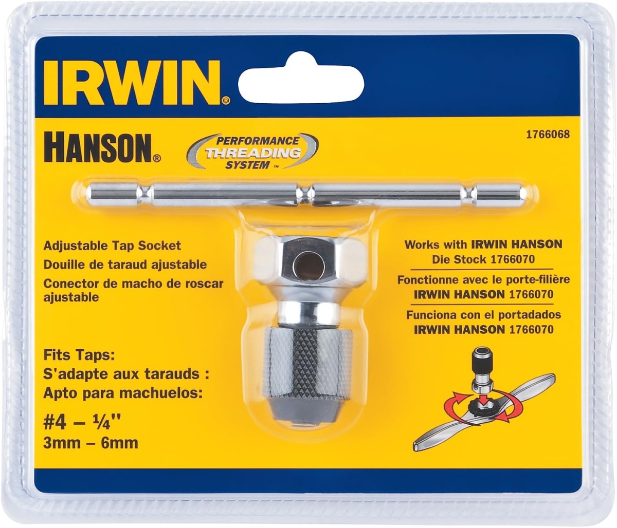 Irwin Hanson HN1766068 No.4 0.25 in. PTS T-Handle Tap Wrench for Die Extraction, Multi Color