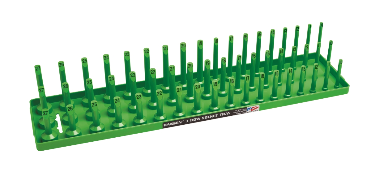 Hansen HA12043 0.5 in. Drive Metric Reg Semi-DP Deep Socket Holder, Green