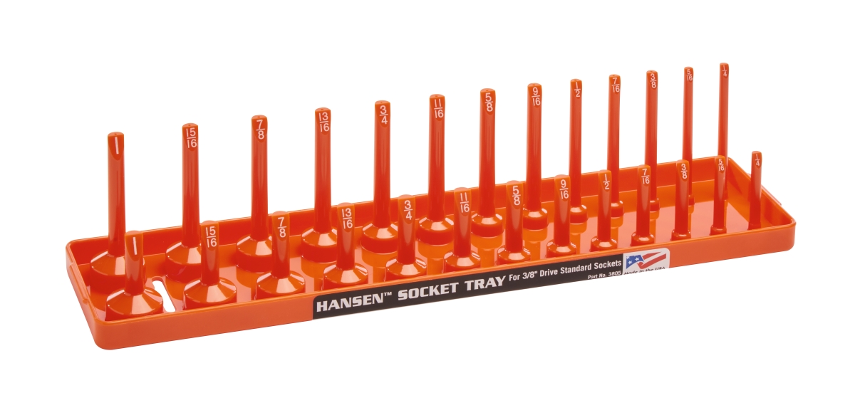 Hansen HA3805 0.37 in. Drive Standard Reg & Deep Socket Holder, Orange