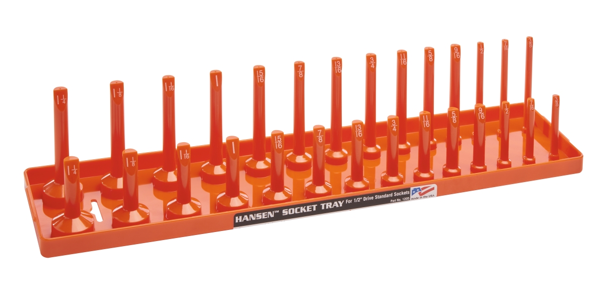 Hansen HA1205 0.5 in. Drive Standard Reg & Deep Socket Holder, Orange
