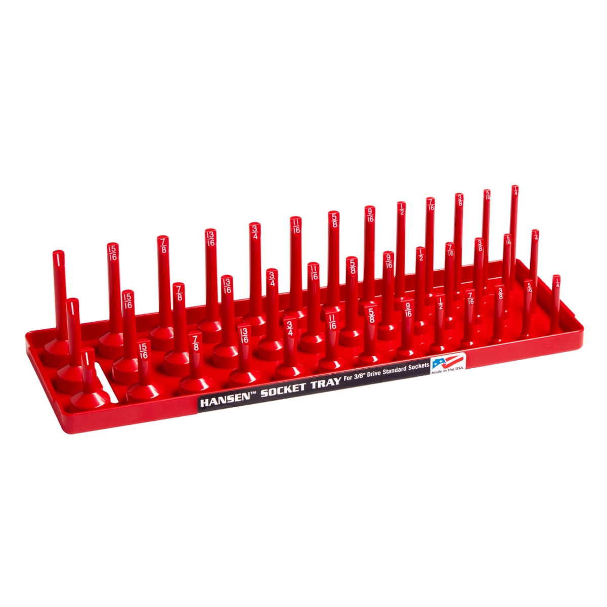 Hansen HA38013 0.37 in. Drive Standard Reg & Deep Socket Holder, Red