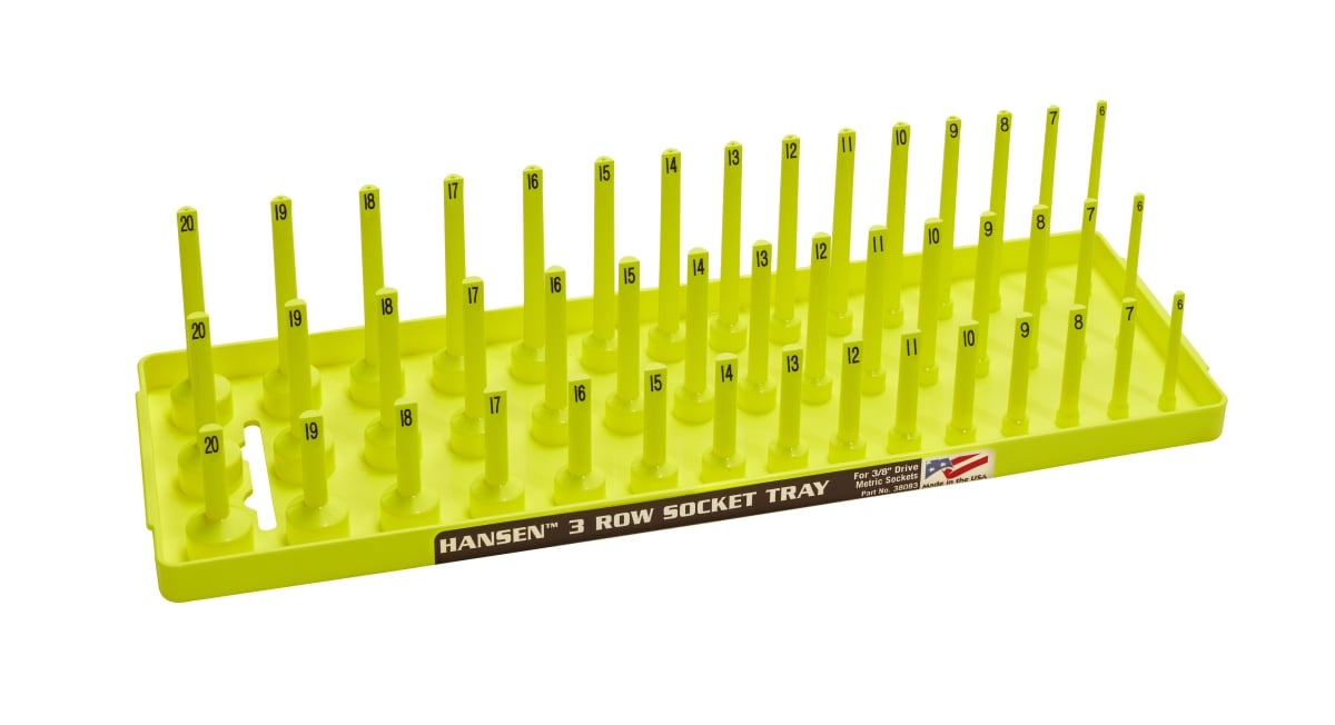 Hansen HA38083 0.37 in. Drive Metric Reg Semi-DP Deep Socket Holder, Yellow