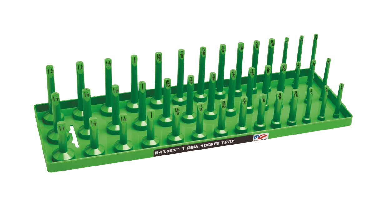 Hansen HA12033 0.5 in. Drive Standard Reg & Deep Socket Holder, Green
