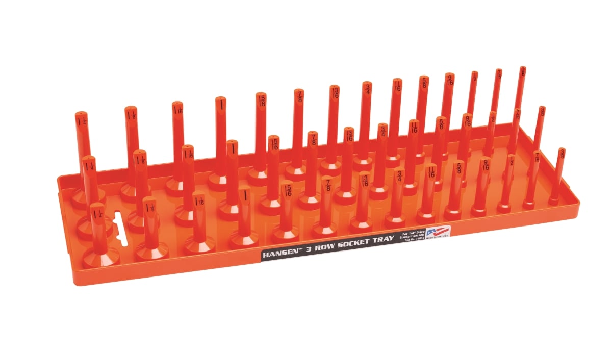 Hansen HA12053 0.5 in. Drive Standard Reg & Deep Socket Holder, Red