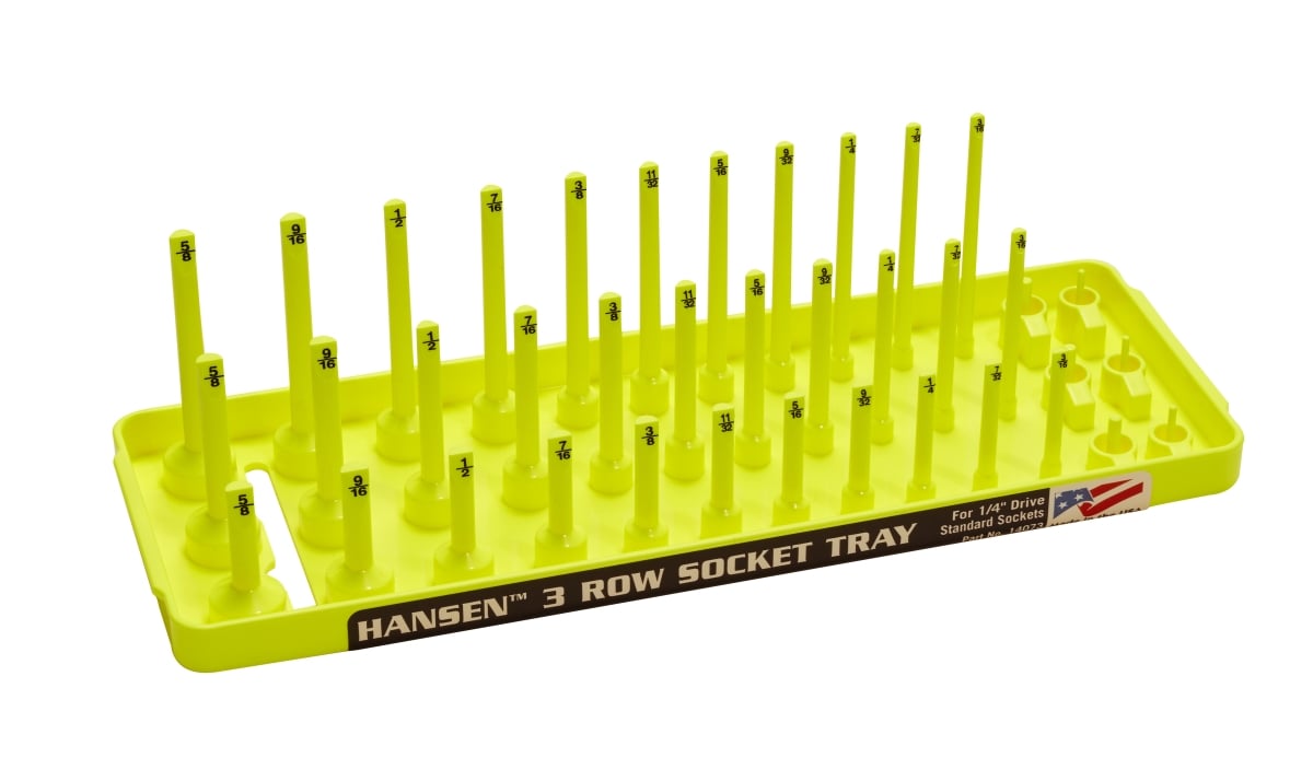 Hansen HA14073 0.25 in. Drive Standard Reg & Deep Socket Holder, Yellow