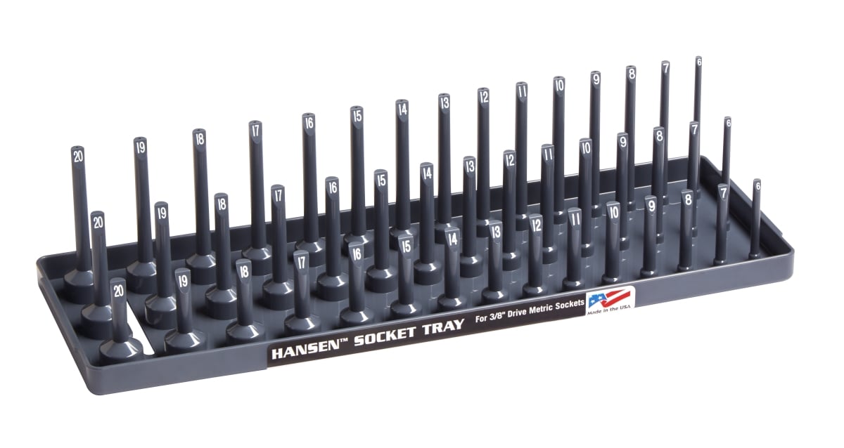 Hansen HA38023 0.37 in. Drive Metric Reg Semi-DP Deep Socket Holder, Black