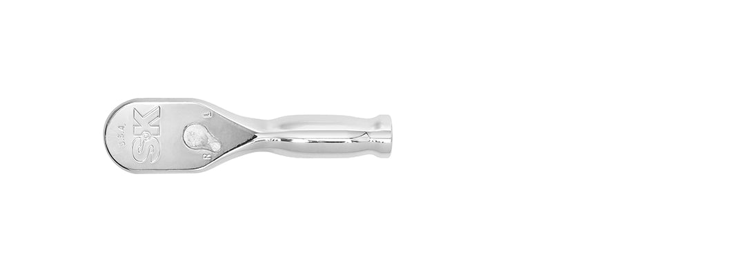 3/8" Drive 90 Geared Teeth Pear Head Style Hand Ratchet, 4" L, Chrome Finish