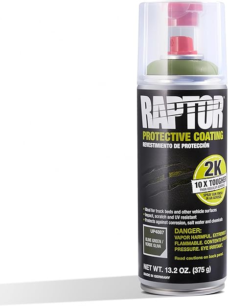 UP4887 Raptor 2K Bedliner Aerosol, Olive Green - 400 ml