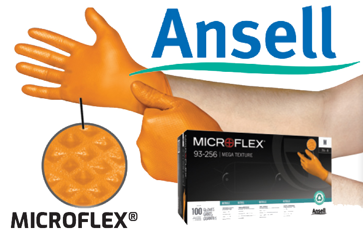MIC93-256-M Mega Texture Orange Nitrile Disposable Gloves - Medium