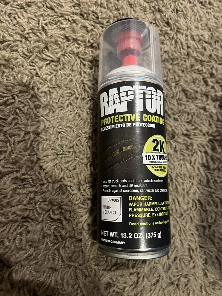 UP4885 Raptor 2K UP4885 White Bedliner Protective Coating, 8-13.2 oz Aerosol Can