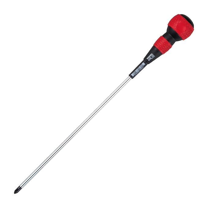 VES220P2300 Ball Grip Screwdriver No.200 - 2 x 300 mm Precision Screwdriver with Ergonomic Ball Handle, Black