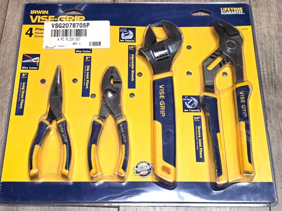 PE2078705 Pro Comfort Grip Pliers & Adjustable Wrench Set - 4 Piece