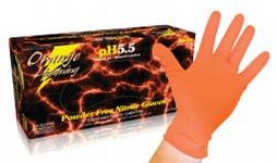 Nitrile Medium Lightning Gloves, Orange - 100 Per Box