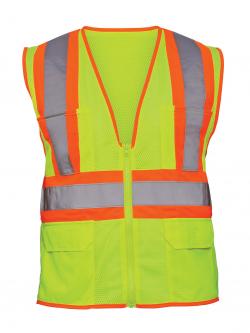 SA690-2111 2-Tone Class 2 High Visibility Flame Resisvest, Yellow - 2 x L