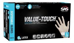 SAS Safety 6592-20 Disposable Gloves, Medium, Natural Rubber Latex, White