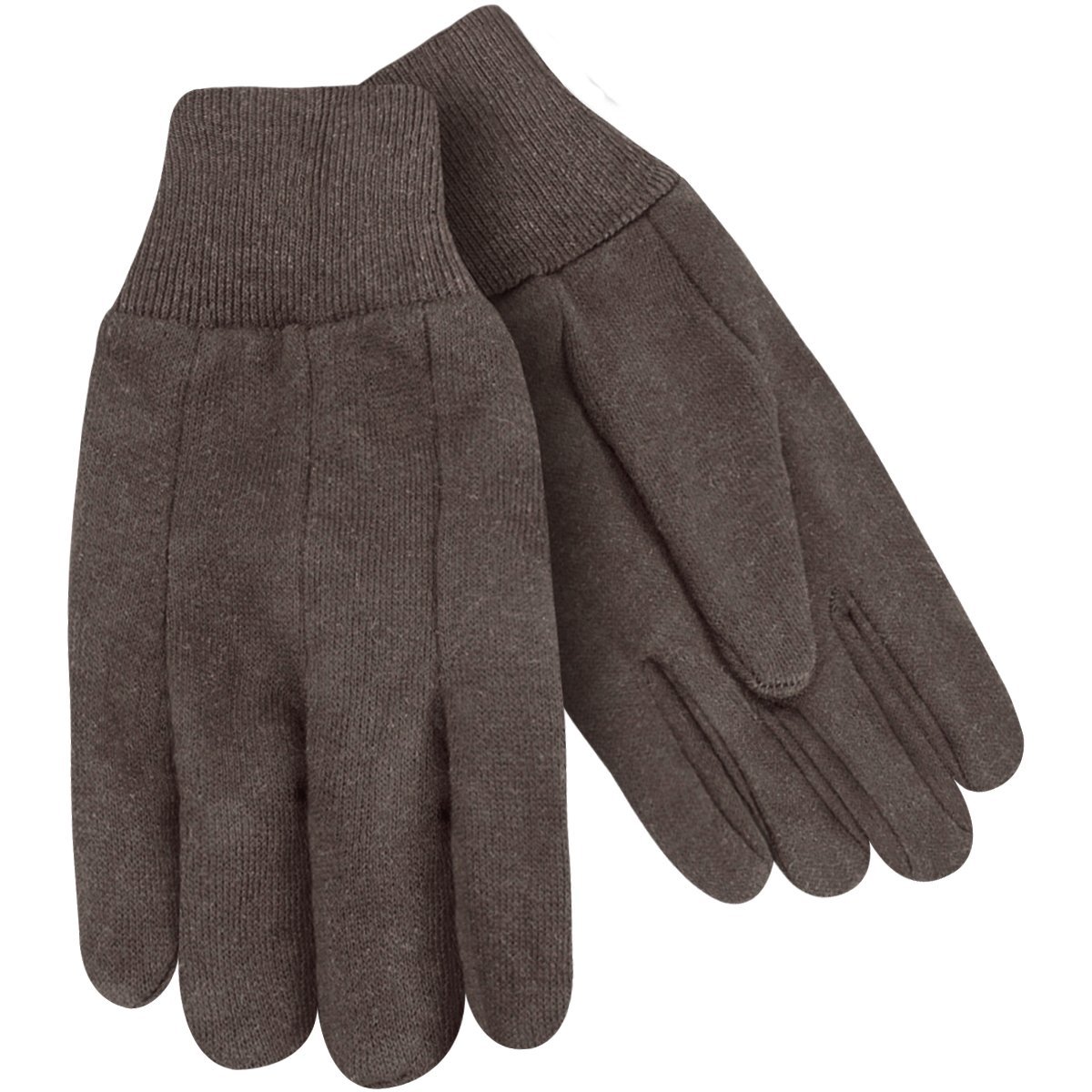 7 oz Jersey Work Glove Knit Wrist, Brown - Large