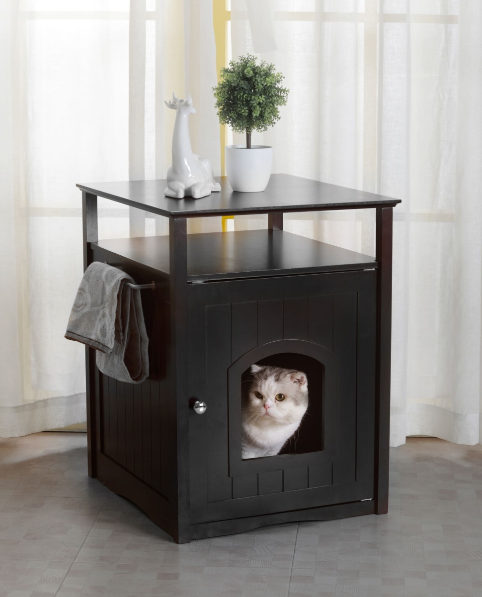 Picture of Zoovilla PTH0951721710 Cat Washroom Litter Box Cover & Night Stand Pet House&#44; Black