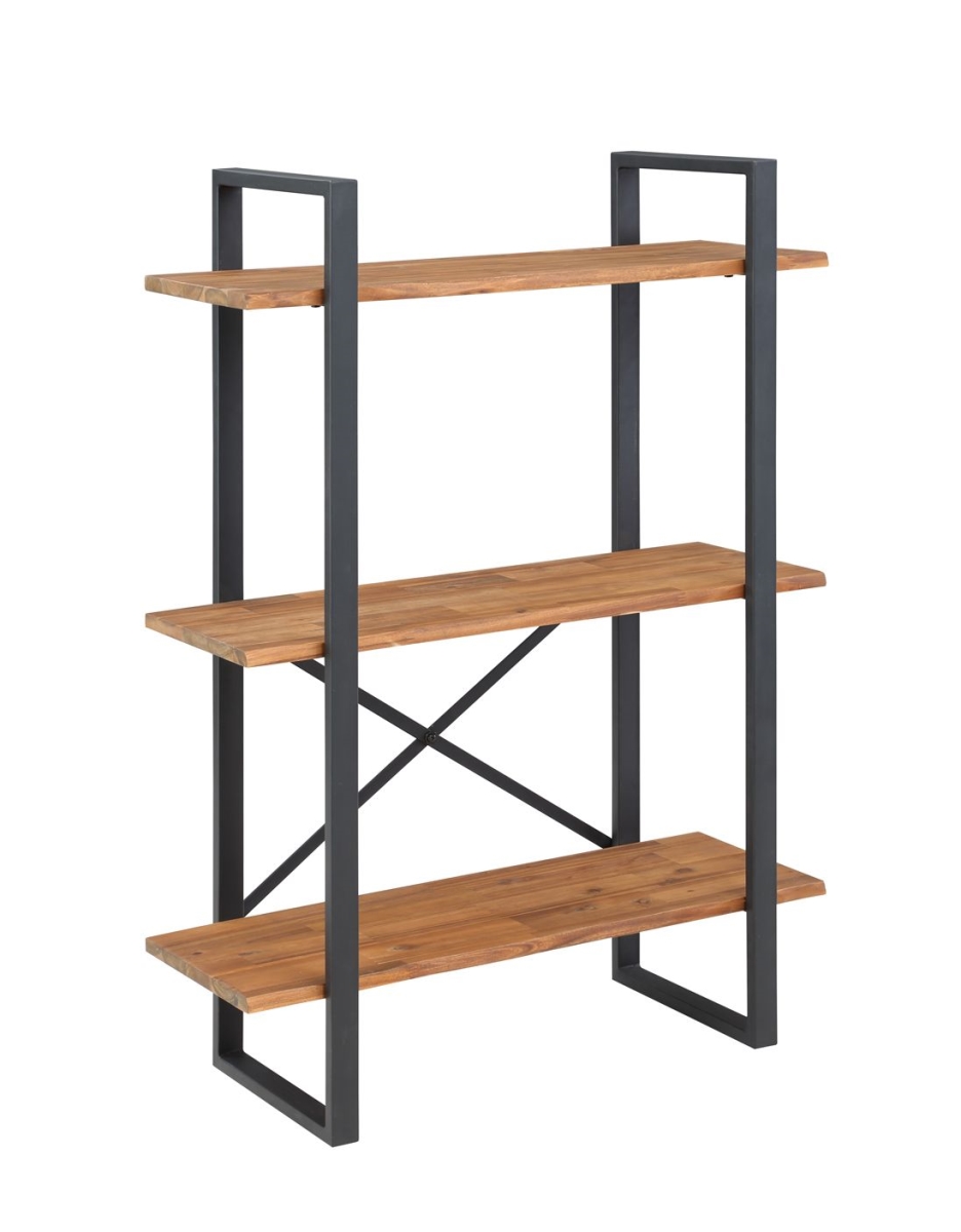 SLF0320112000 Concord Live Edge 3-Tier Shelf, Black & Brown