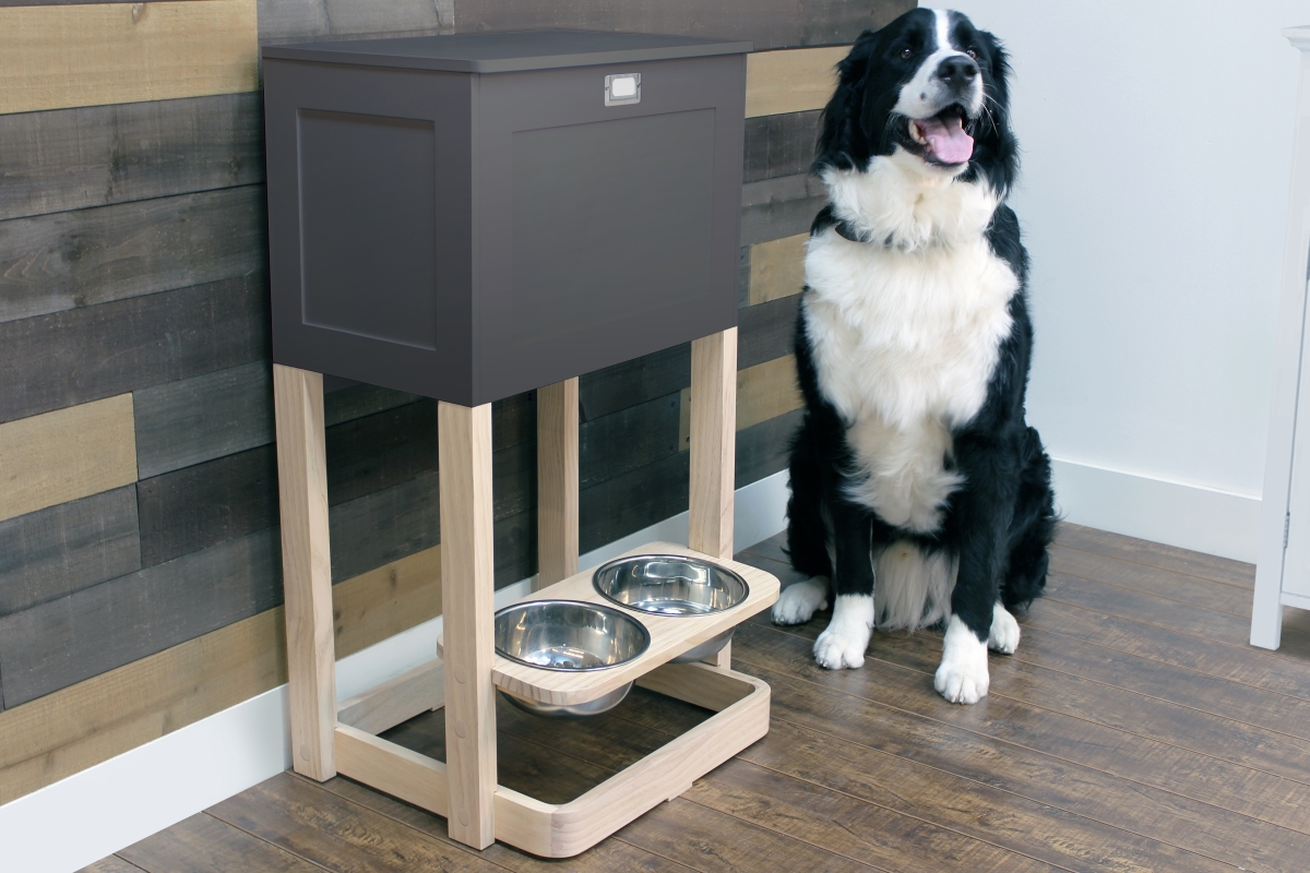 Picture of Zoovilla PTF0103922510 Parlor Elevated Pet Feeder Station Gray&#44; 2 bowls included