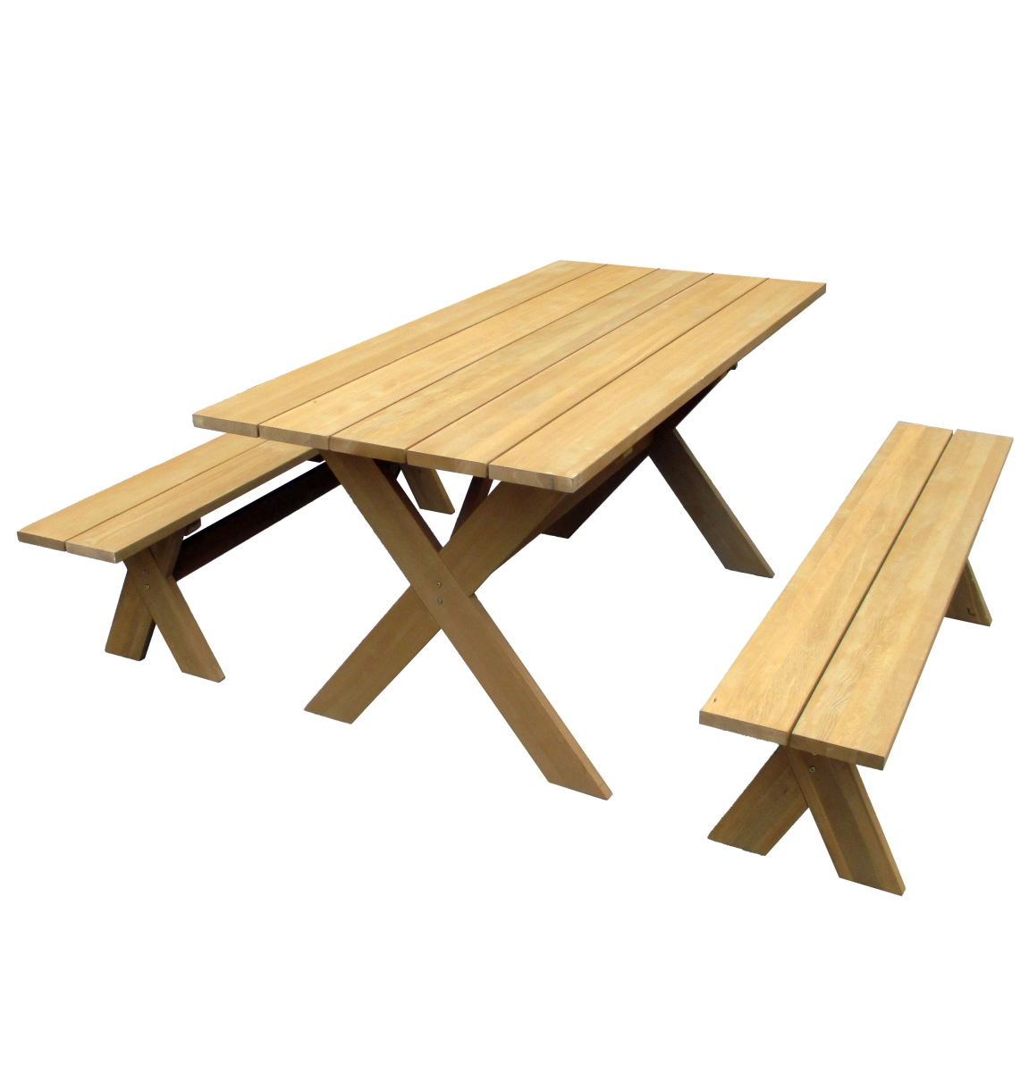 X-Frame Picnic 3pc Table Dining Set (1 table and 2 benches)