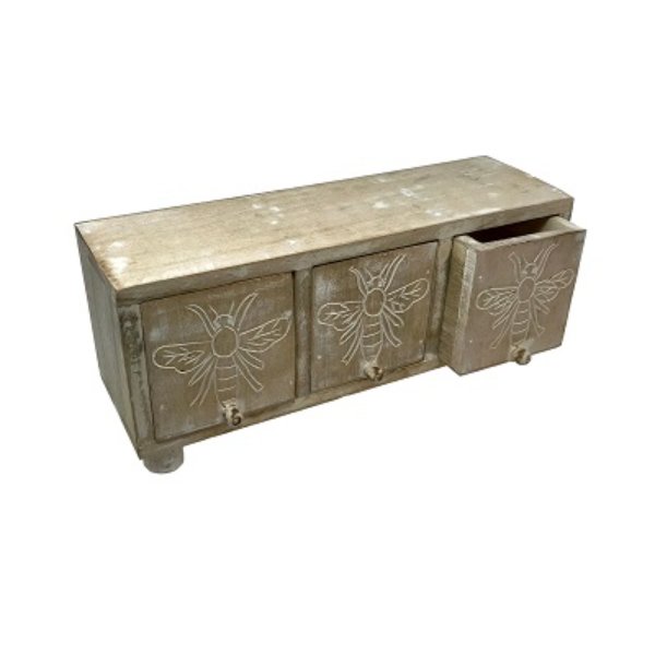 12141 Queen Bee 3 Drawer Box - White Wash