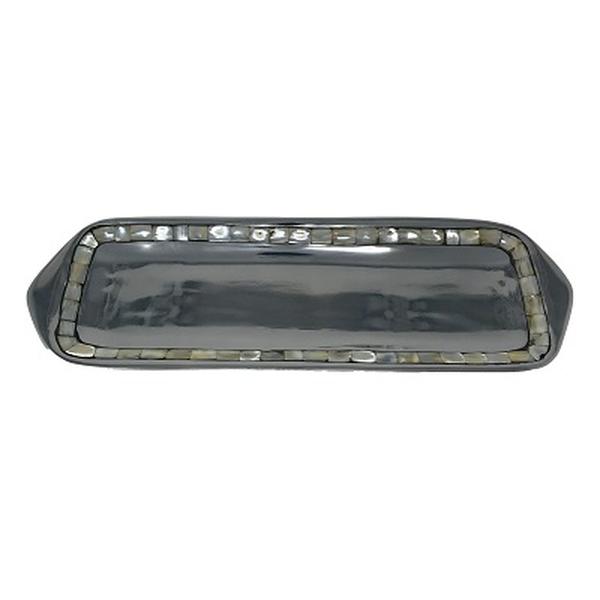 Picture of Metrotex Designs 14017 Mother Of Pearl Rectangle Tray - Aluminum
