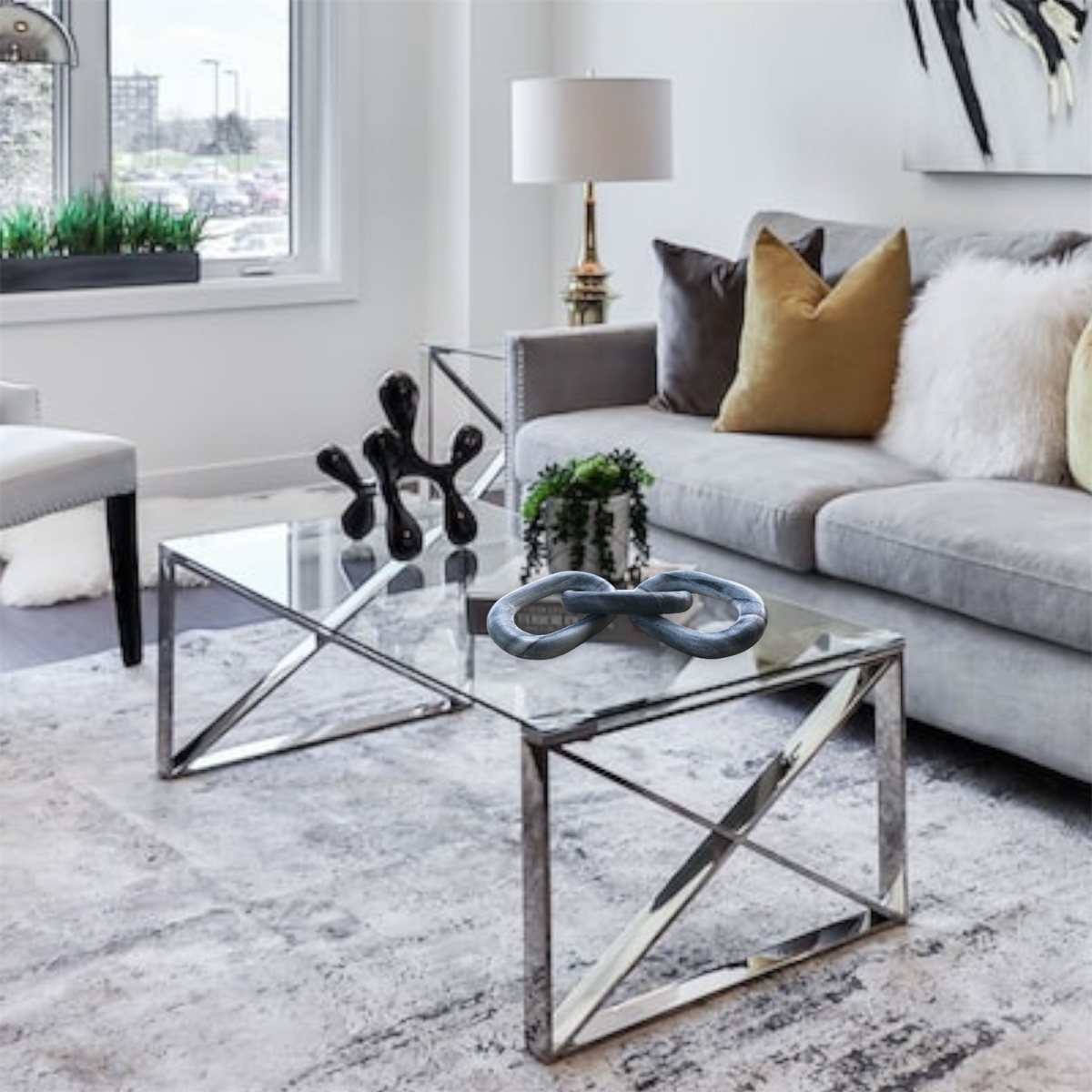 16006 Marble 3 Link Oval Chain Decor - Gray -  Metrotex Designs